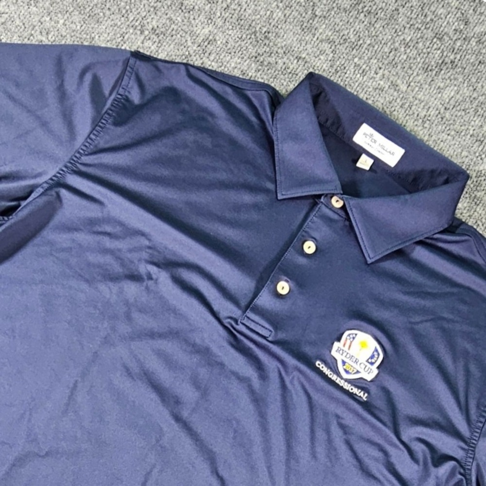 Peter Millar ME0EK01S Ryder Cup 2037 Congressional CC Navy Polo Shirt Size L